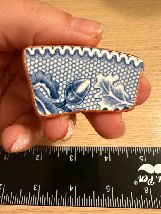 Jewelry - Blue and White Ceramic Shard with Acorn Motif